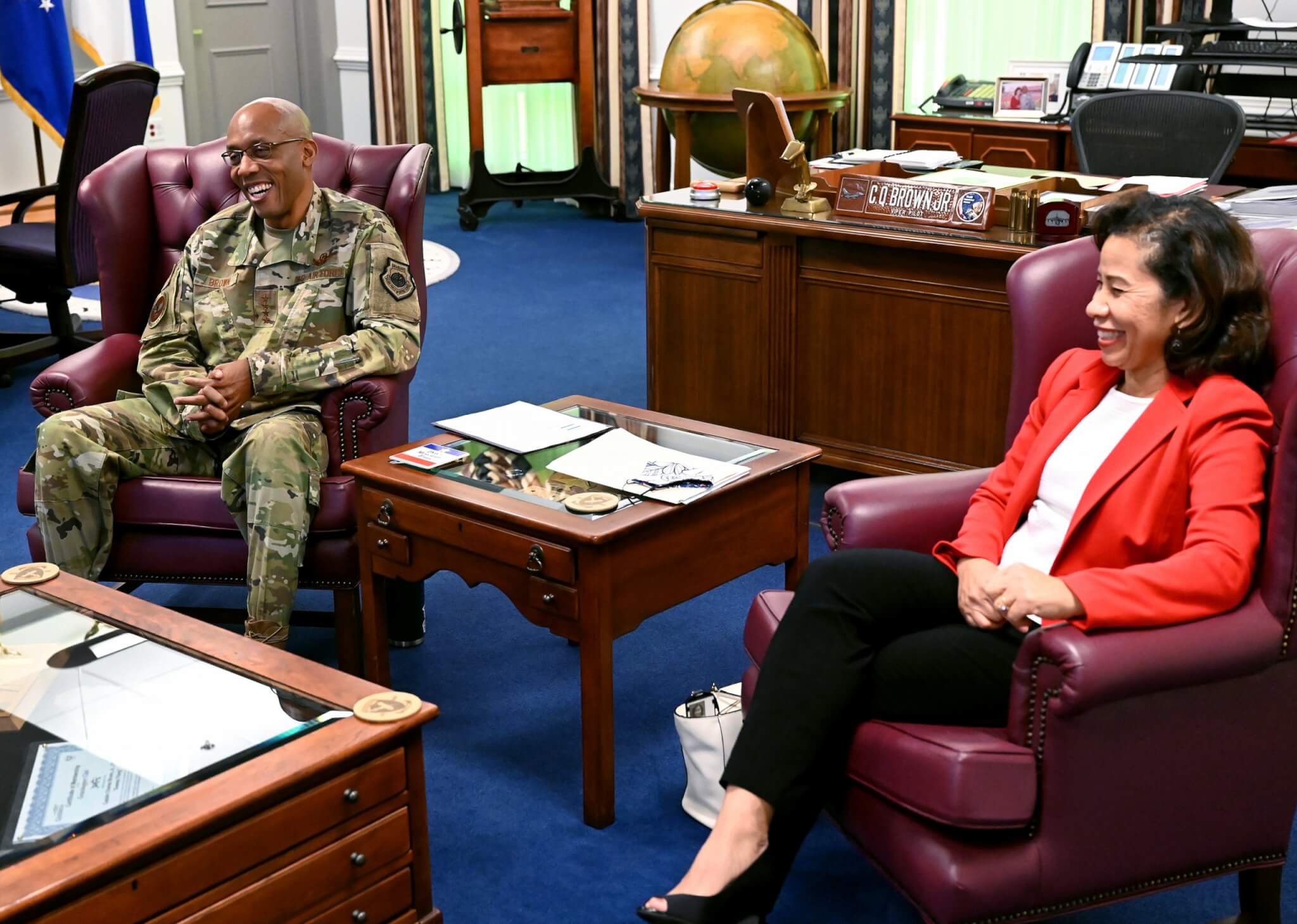 Air Force Chief of Staff Gen. Charles Q. Brown Jr. and his spouse Sharon Brown conduct an interview with Military Families Magazine at the Pentagon, Arlington, VA., October 21, 2020. (U.S. Air Force photo by Wayne Clark)