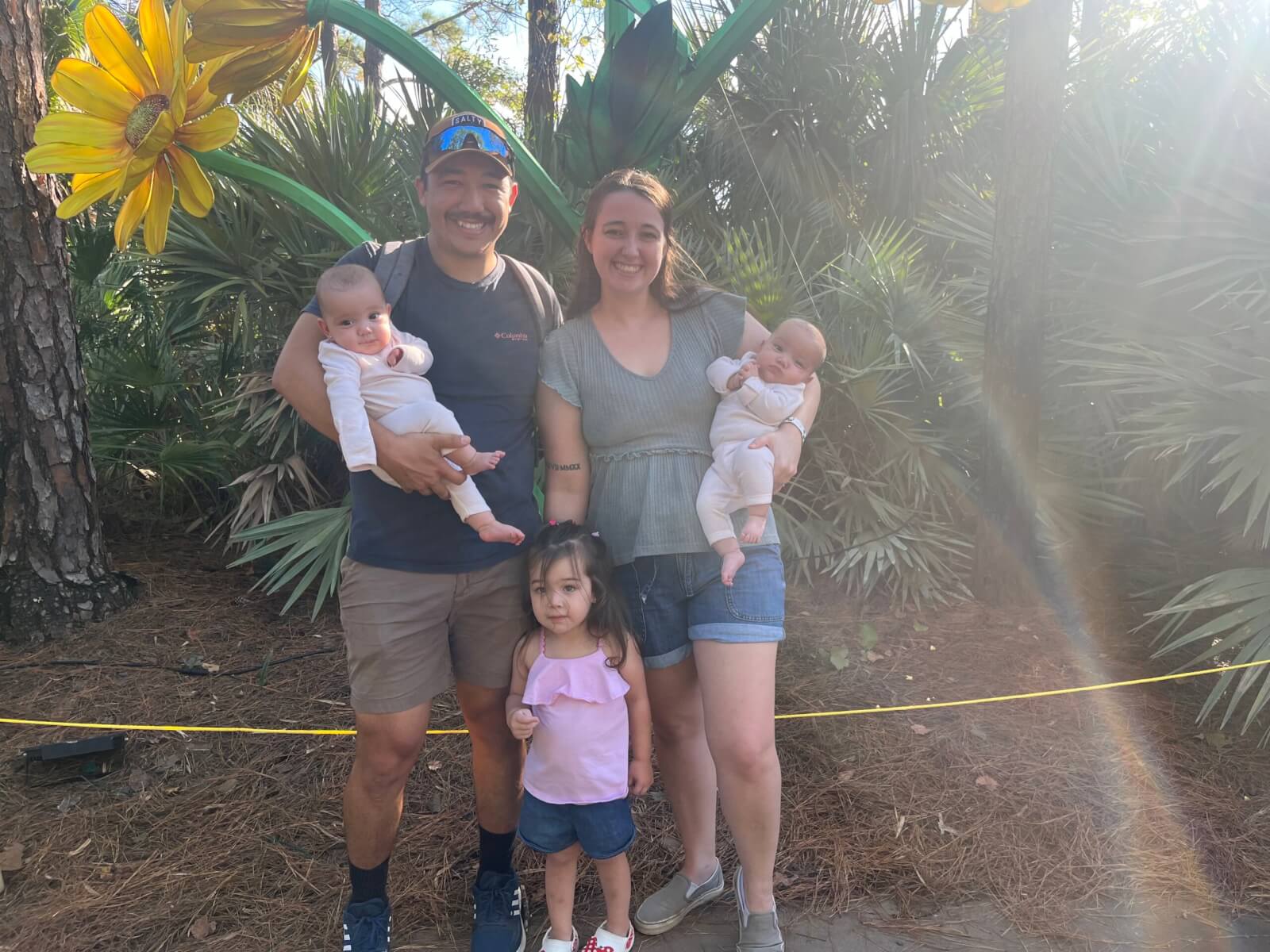 Party of five: Navy family celebrates thriving twins after rare high-risk pregnancy  